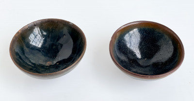 Two Chinese Black Glazed Tea Bowls