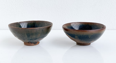 Two Chinese Black Glazed Tea Bowls