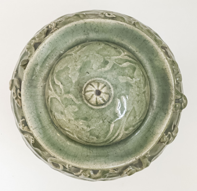 Chinese Celadon Glazed Vessel and Cover