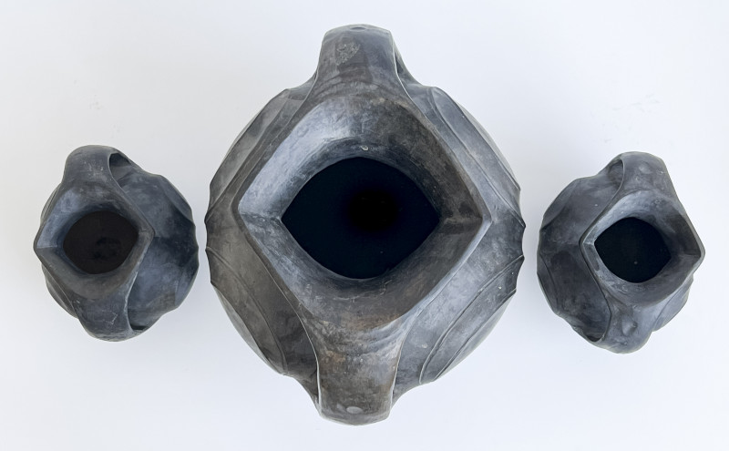 Three Chinese Sichuan Black Ceramic Amphora