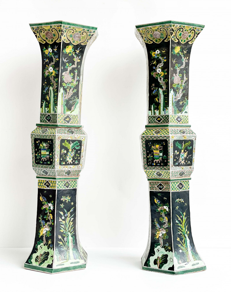 Pair of Chinese Porcelain Famille Noire Vases