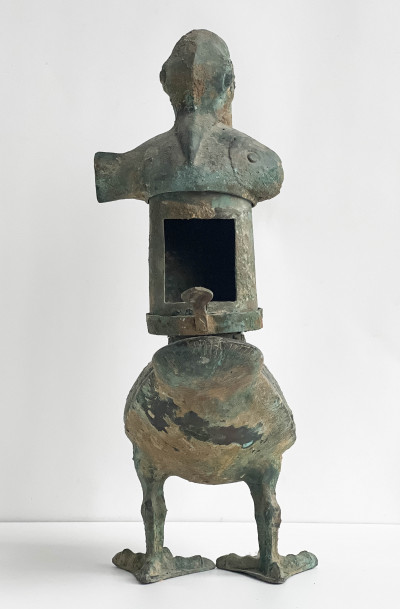 Chinese Bronze Duck Form Lamp