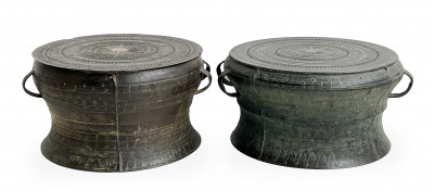 Image for Lot Two Burmese Patinated Bronze Rain Drums, Karen People