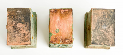 Three Chinese Green and Amber Glazed Pottery Models of Chests