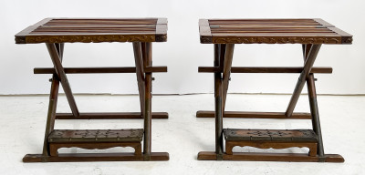 Pair of Chinese Elm Folding Step Stools