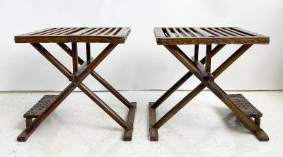 Pair of Chinese Elm Folding Step Stools