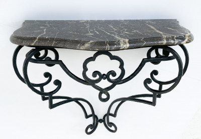Image for Lot Rococo Style Wrought Iron Console