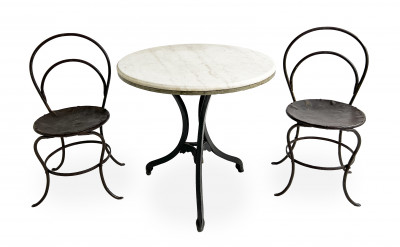 Image for Lot Wrought Iron Bistro / Garden Table and Chairs