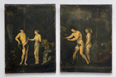 Image for Lot Continental School - Two Portraits of Adam and Eve