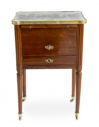 Image for Lot Louis XVI Style Fruitwood And Marble Night Table