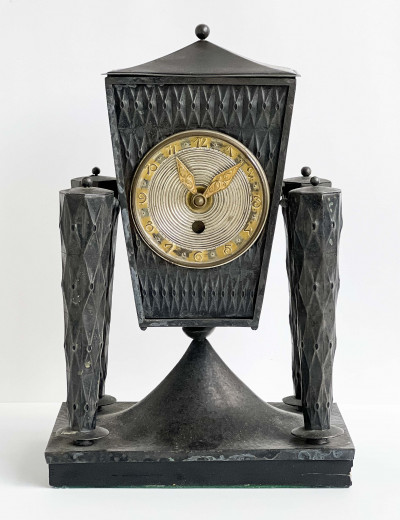 Image for Lot Arts and Crafts Metal Mantel Clock