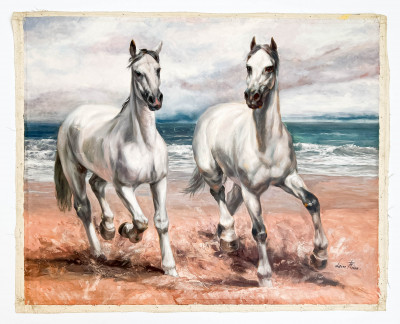 Leon Frias - Arabian Stallions on Beach