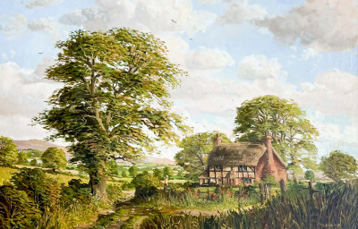 Richard Wood - Cottage and Cedar Tree