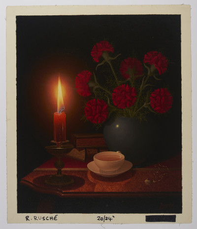 Rudy Ruschè - Candlelit Room with Red