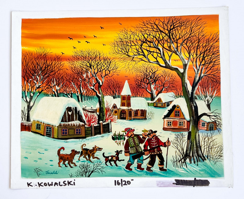 A. Kowalski - Untitled (Hunters in Winter Village)