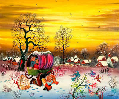 Image for Lot A. Kowalski - Untitled (Winter Landscape with Escaped Tropical Birds)