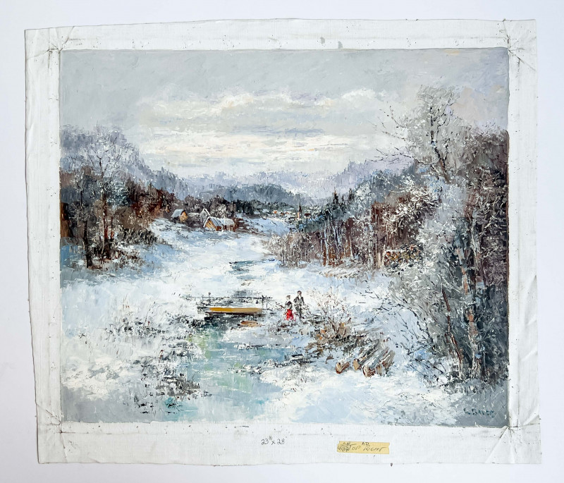 Willi Bauer - Winter Riverside Landscape