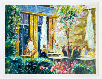 Unknown Artist - Cafe in Springtime