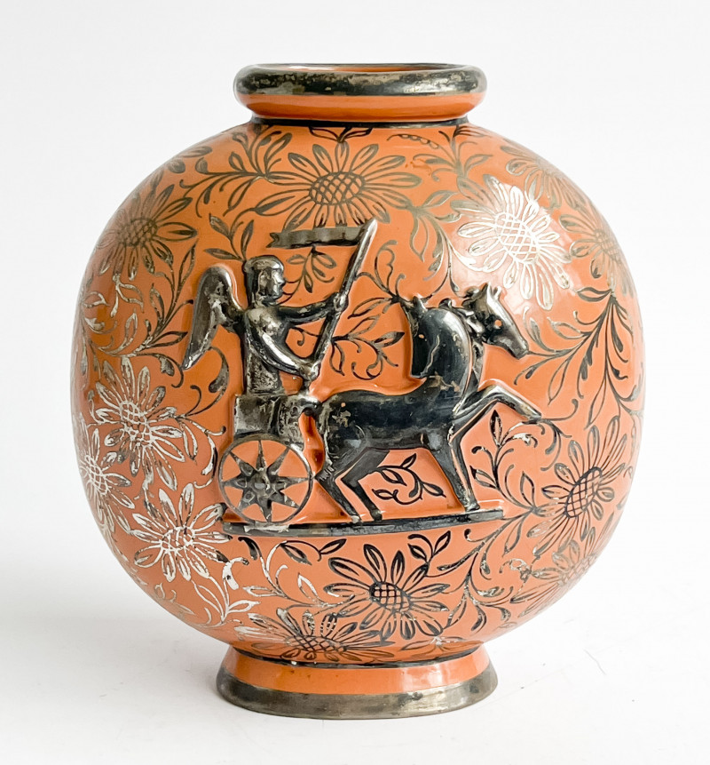 Richard Ginori Silver Overlay Footed Vase