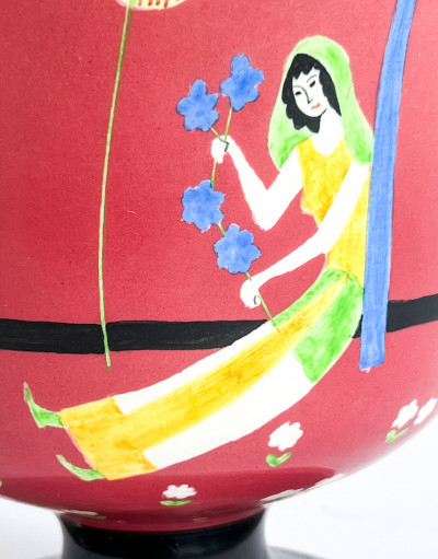 Lenci Italian Ceramic Footed Vase