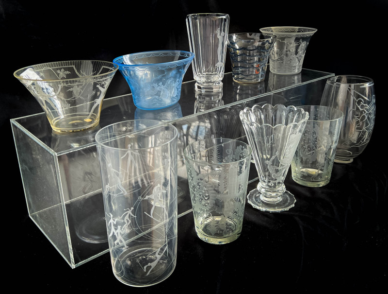 Group of 10 Continental Glass Items, including Baccarat and Moser