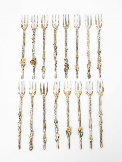 Image for Lot Gorham 'Bluepoint' Sterling Silver Seafood Forks, Set of 16