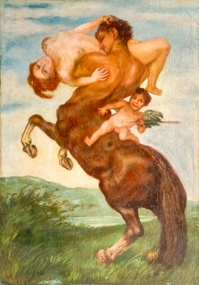 Image for Lot after Franz von Stuck - Centaur and Nymph with Cupid