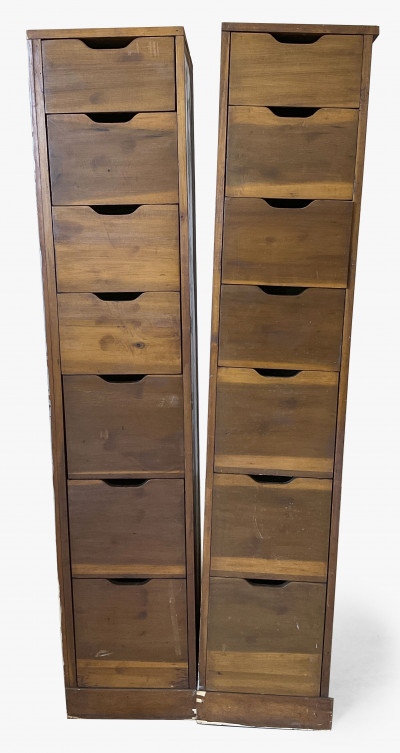 2 Tall Wood Chest of Drawers