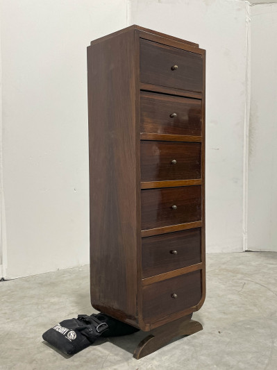 Mixed Wood Veneer Tall Chest of Drawers