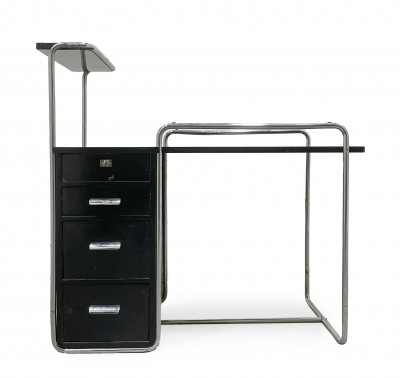 Bauhaus Tubular Metal and Lacquered Desk, in the style of Emile Guillot