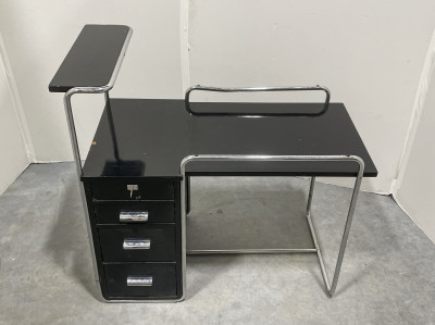 Bauhaus Tubular Metal and Lacquered Desk, in the style of Emile Guillot