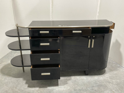 Thonet Bauhaus Style Tubular Metal And Lacquered Bar Cabinet
