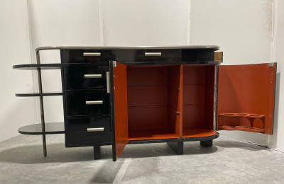 Thonet Bauhaus Style Tubular Metal And Lacquered Bar Cabinet