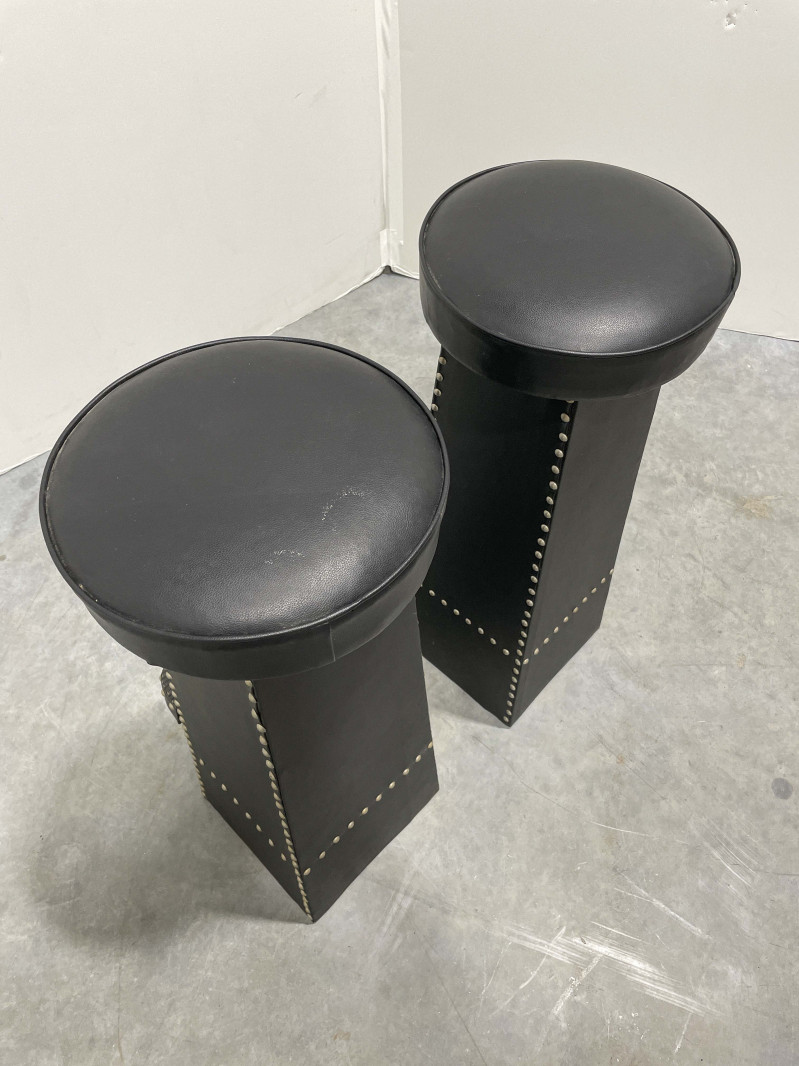 Studded Leather Stools and Hanging Bar