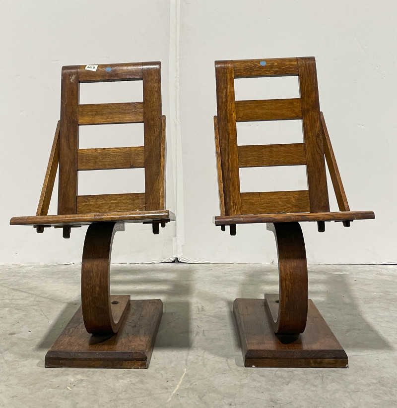 Pair of Oak Cantilever Chairs
