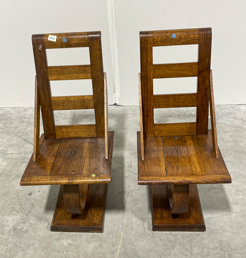 Pair of Oak Cantilever Chairs