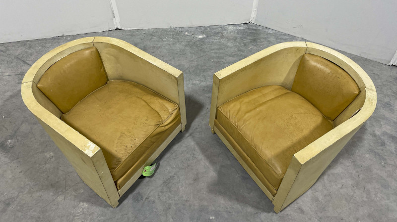Pair of Art Deco Parchment Club Chairs