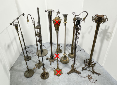 Assortment of 11 Floor Lamps, in the style of Oscar Bach and Edgar Brandt