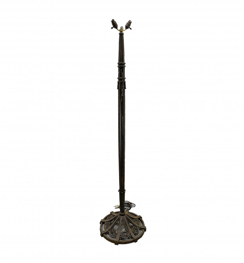 Large Wrought Iron Floor Lamp, in the style of Edgar Brandt