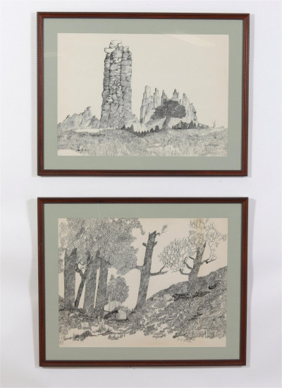 Image for Lot Harold Rittenbury - 2 Landscapes - ink on paper