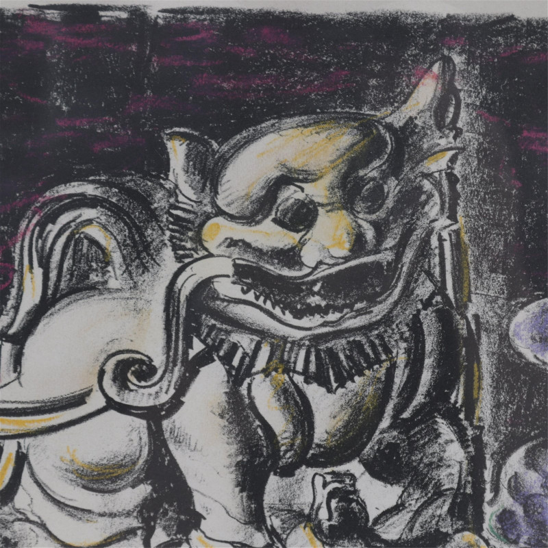 Max Weber, Chinese Lion, lithograph