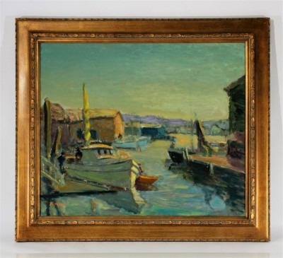 Joe Rimini - Boats in Harbor- O/C