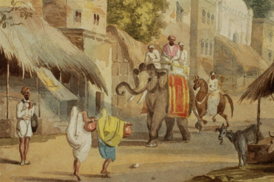 Attributed to Charles D'Oyly - Figures on Elephant