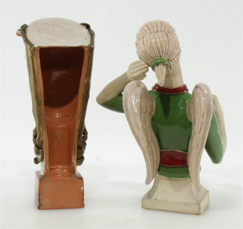 Goldscheider Ceramic Bust & C. Guedez Angel