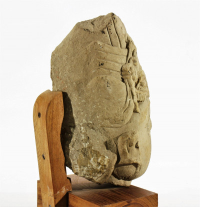 Southeast Asian Carved Stone Bust of Vishna