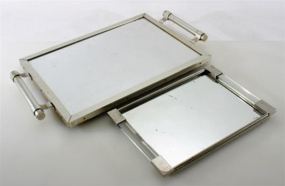 Image for Lot 2 Art Deco Metal Trays, poss. Jacques Adnet