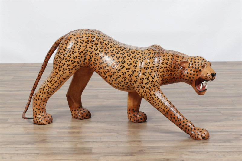 Contemporary Painted Cheetah Sculpture