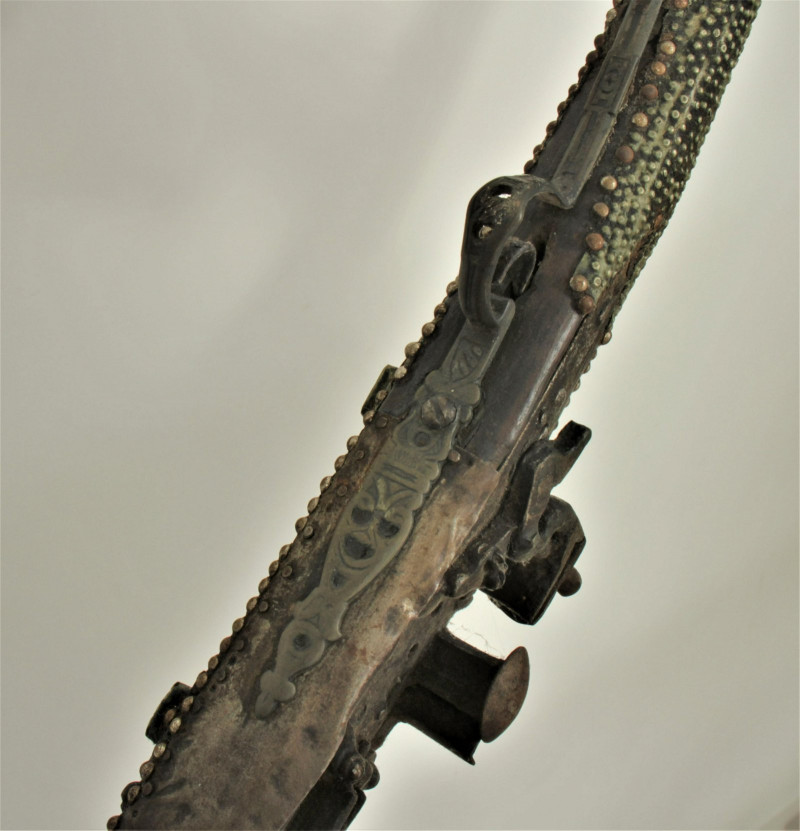 Persian Metal Inlaid Flintlock Rifle & Sword