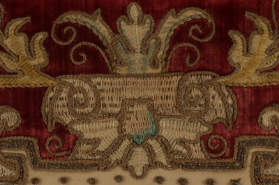 Renaissance Revival Metal & Silk Embroidered Panel