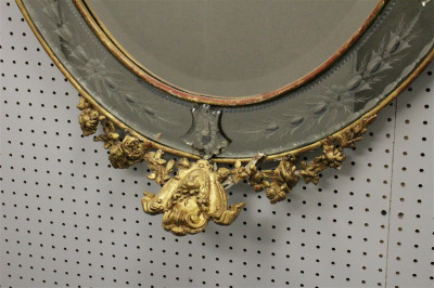 Rococo Style Etched Giltwood & Composition Mirror